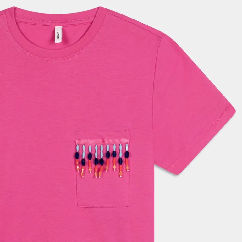 ONLTRIBE LIFE S/S POCKET TOP JRS- T-SHIRT Raspberry Rose 15315348