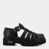 SANDAL W LEATHER BLACK- STRINGATE NERO CLW362600