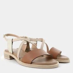 SANDALI MARRONE/PLATINO E410462D