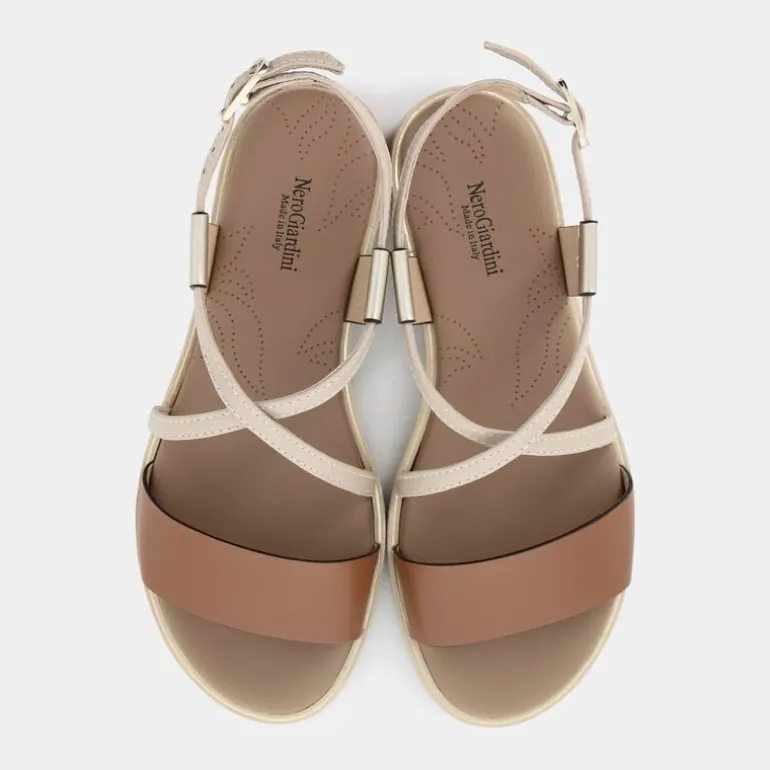 SANDALI MARRONE/PLATINO E410462D