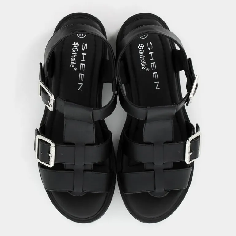 SANDALI NERO RE-E25D-23