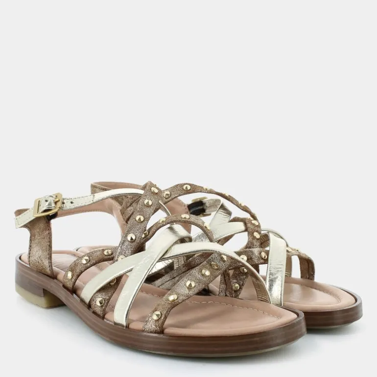 SANDALI TABACCO/PLATINO OL-E25D-01