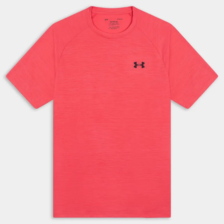 UA TECH TEXTURED SS- T-SHIRT ROSSO 1382796