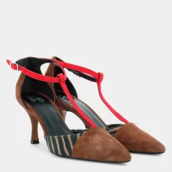 CAM- DECOLLET&Egrave; CUOIO/ZEBRA/ROSSO NO-I23D-05