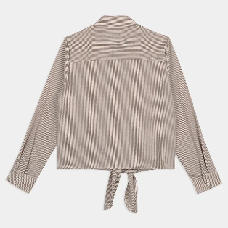 ONLLECEY LS KNOT SHIRT- T-SHIRT Toasted Coconut 15195910