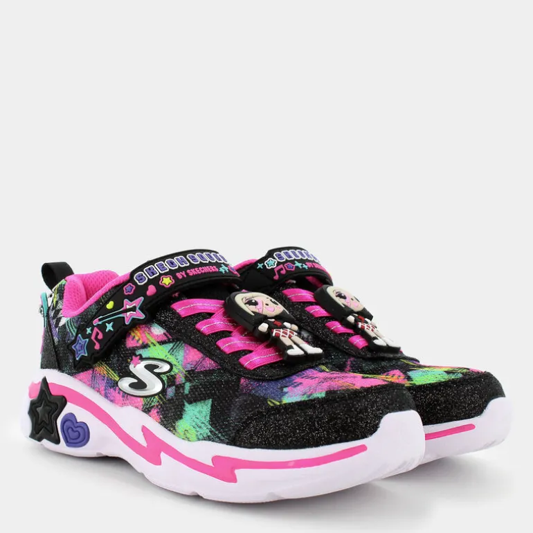 SNUGGLE SNEAKS - SKECH SQUAD- SPORTIVE BLACK SPARKLE/MULTI 302214L