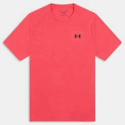UA TECH TEXTURED SS- T-SHIRT ROSSO 1382796