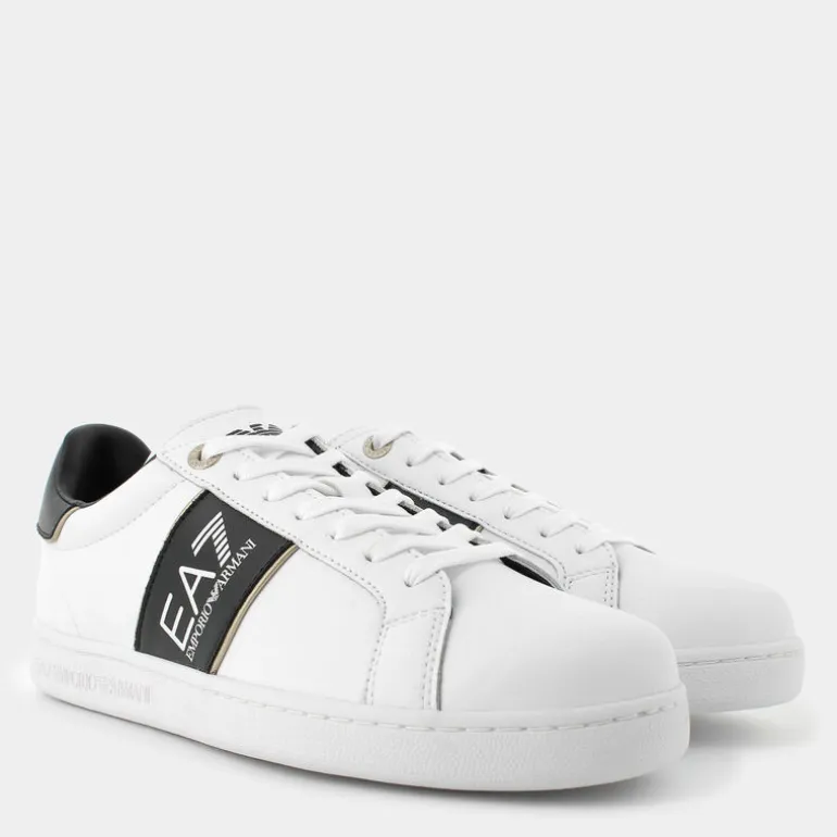 XK346- SNEAKERS WHITE+BLACK+GOLD X8X102.
