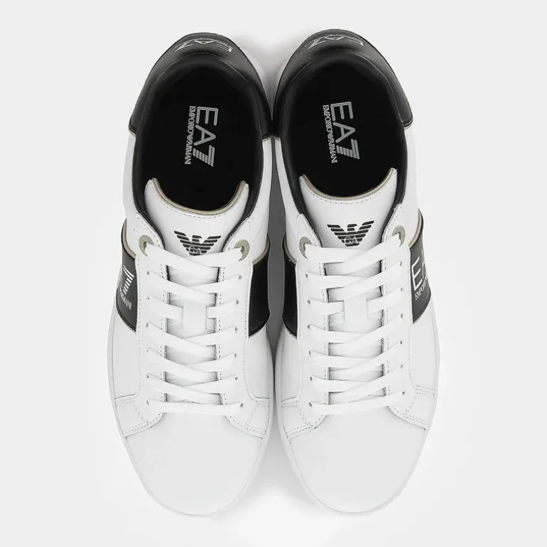 XK346- SNEAKERS WHITE+BLACK+GOLD X8X102.